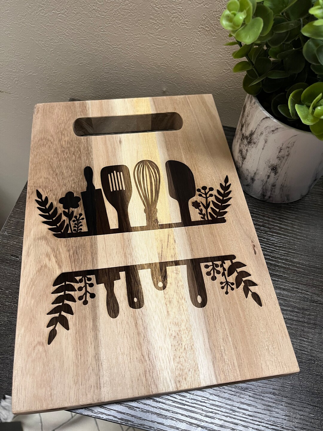 Thick Laser Engraved Acacia Wood Cutting Board - Etsy