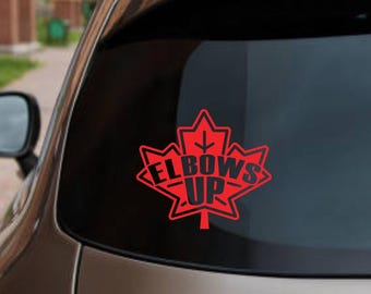 Show Your Canadian Spirit with an Elbows Up Maple Leaf Decal Small canadian business