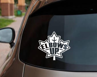 Show Your Canadian Spirit with an Elbows Up Maple Leaf Decal Small canadian business