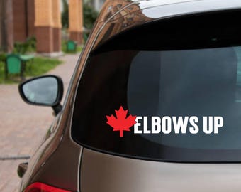 Show Your Canadian Spirit with an Elbows Up Maple Leaf Decal Small canadian business