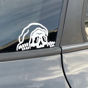 Car Stickers - Car Decals - Vinyl Decals - Halloween - Grim Reaper Lurking - Spooky Stickers - Skeleton Peeker