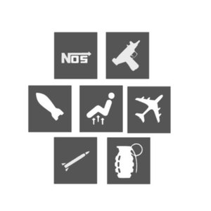 Pack of 7 | Car blank button stickers | Eject  nos bomb fire rocket gun flight |car sticker