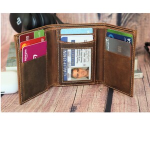 Personalized Father&#39;s Day Gift Leather Wallet for Dad, Engraved Leather Wallet for Father, Customized Leather Wallet Gift for Husband