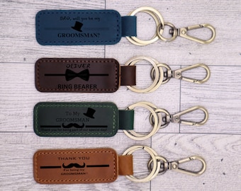 Llavero de cuero personalizado Padrino Bestman Regalo, Llavero de cuero personalizado grabado para Bestman, Regalo de boda personalizado para padrino