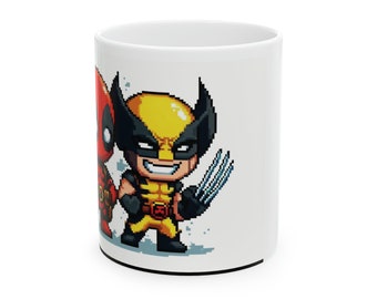 DEADPOOL AND WOLVERINE pixel Ceramic Mug, 11oz