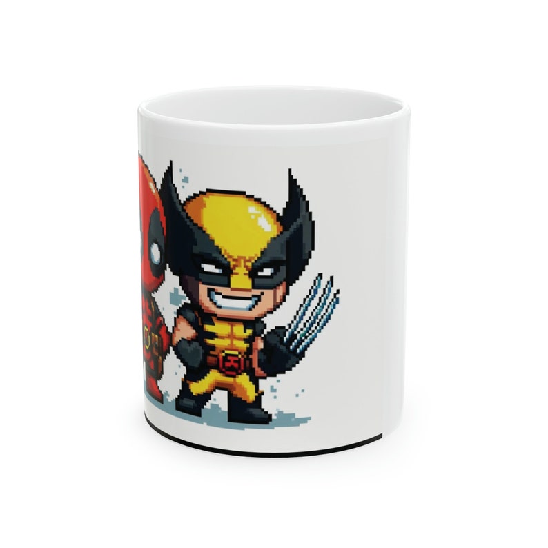 DEADPOOL UND WOLVERINE Pixel Keramik Tasse, 11oz Bild 1