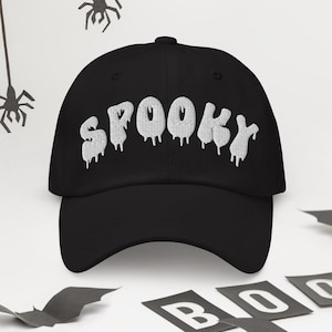 Gorro de Halloween espeluznante bordado para papá, gorro con letras goteantes para Halloween, gorro fantasmal espeluznante de otoño, gorro de Halloween para pedir dulces o trucos en temporada espeluznante