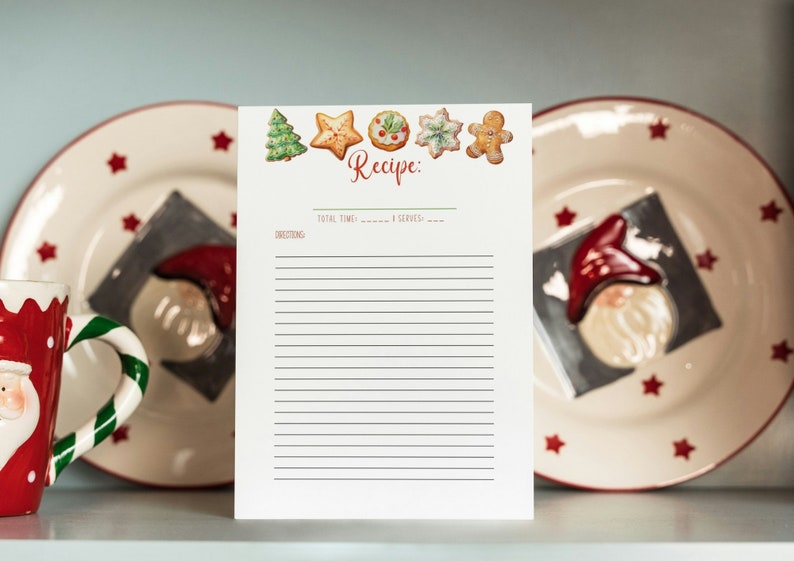Christmas Cookies Recipe Card Template 4x6 3x5 5x7 Vertical Printable ...