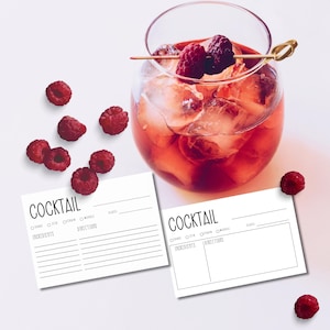 Ricetta per cocktail / Scheda per drink minimalista e moderna per baristi domestici / Modello modificabile Canva 5x7, 3x5, 4x6 per creare drink esclusivi