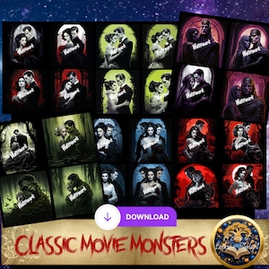 Classic Movie Monster Instant Download Dracula Frankenstein Werewolf Mummy Swamp Thing Halloween Movie Monsters Halloween Comics