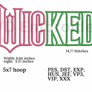 Wicked Applique Embroidery design, Digital design, instant download, digital product, Embroidery Design, Instant Download, 5x7 hoop