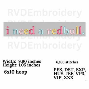I need a redbull Embroidery design, Digital design, instant download, digital product, Embroidery Design, Gift For Her, Instant Download