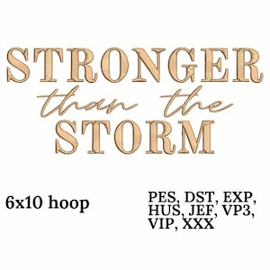 6x10 hoop Stronger than the Storm Embroidery design, Digital design, instant download, digital product, inspirational quotes, Jesus quote