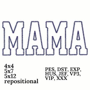 MAMA Diamond Edge Applique Machine Embroidery design, Mom design, MAMA applique, baby applique, mother&#39;s day, mama design, Mama embroidery