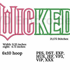 Wicked Applique Embroidery design, Digital design, instant download, digital product, Embroidery Design, Instant Download, 6x10 hoop