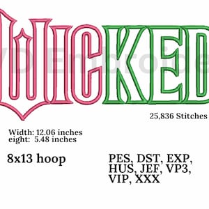 Wicked Applique Embroidery design, Digital design, instant download, digital product, Embroidery Design, Instant Download, 8x13 hoop