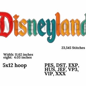 Disneyland Applique Embroidery design, Digital design, instant download, digital product, Embroidery Design, Instant Download, 5x12 hoop