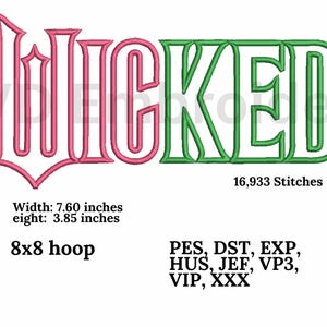 Wicked Applique Embroidery design, Digital design, instant download, digital product, Embroidery Design, Instant Download, 8x8 hoop