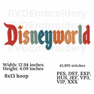 Disneyworld Filled in Embroidery design, Digital design, instant download, digital product, Embroidery Design, Instant Download, 8x13 hoop