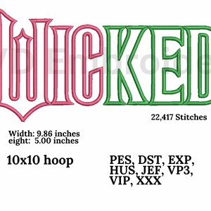 Wicked Applique Embroidery design, Digital design, instant download, digital product, Embroidery Design, Instant Download, 10x10 hoop