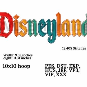 Disneyland Applique Embroidery design, Digital design, instant download, digital product, Embroidery Design, Instant Download, 10x10 hoop