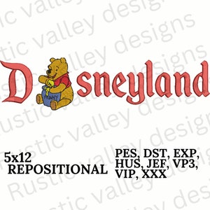 Repositional Embroidery Disneyland Winnie the Pooh Instant Machine Embroidery Design | 5x12 ...