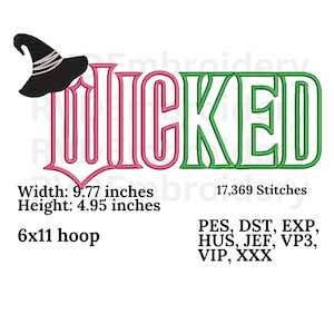 Wicked Applique Embroidery design, Digital design, instant download, digital product, Embroidery Design, Instant Download, 6x11 hoop