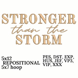 Stronger than the Storm Embroidery design, Digital design, instant download, digital product, Embroidery Design, Instant Download