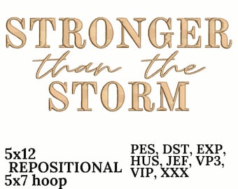 Stronger than the Storm Embroidery design, Digital design, instant download, digital product, Embroidery Design, Instant Download