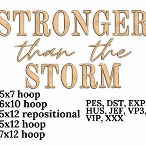 Stronger than the Storm Embroidery design, Digital design, instant download, digital product, Embroidery Design, Instant Download