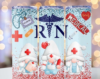 Nurse Gnomes png, Medical Gnomes png, Nursing Tumbler Wrap, RN Gnomes png, 20oz skinny tumbler wrap, Tumbler wrap for sublimation, PNG File