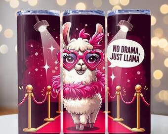 Glamorous Llama Tumbler Wrap, Funny Llama PNG, Funny Llama Saying png, 20oz skinny tumbler wrap, Tumbler wrap for sublimation, PNG File