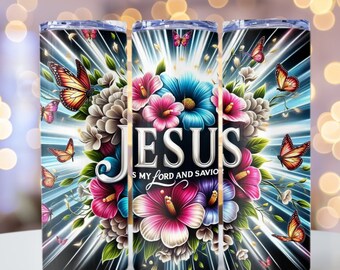 Jesus is my Lord and Savior Sublimation, Jesus Tumbler Wrap, Religious PNG, 20oz skinny tumbler wrap, Tumbler wrap for sublimation, PNG File