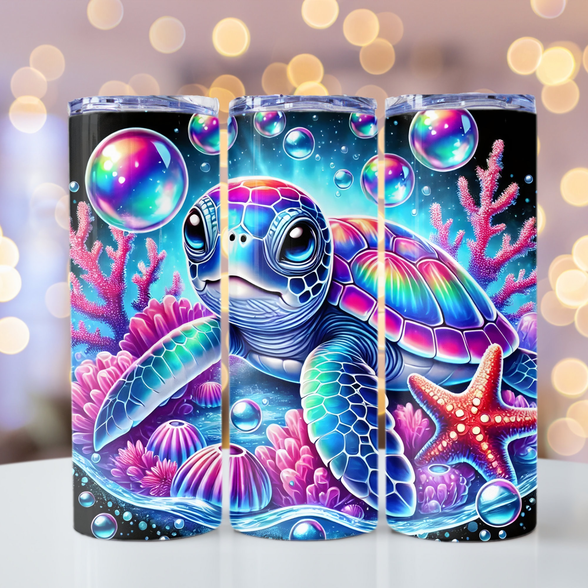 Rainbow Shell Sea Turtle PNG, Colorful Sea Turtle Tumbler Wrap, 20oz ...