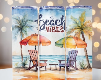 Zomerstrandscène, strand, png, gezegde zomerstrand, zomerse sfeer, 20oz magere bekerwrap, bekerwrap voor sublimatie, png-bestand, tropisch