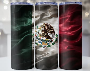 Wavy Mexican Flag Tumbler Wrap, Flag of Mexico png, Bandera de Mexico png, 20oz skinny tumbler wrap Tumbler wrap for sublimation, PNG File