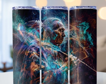 Chaman amérindien, papier gobelet amérindien, papier gobelet maigre 20 oz, chaman PNG, papier gobelet pour sublimation, fichier PNG, spirituel