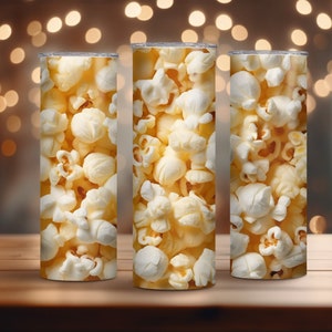 Popcorn PNG, Buttered Popcorn, Junk Food, 20oz skinny tumbler wrap, Straight and Tapered, Tumbler wrap for sublimation, PNG File, 300 Dpi