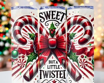 Sweet But A Little Twisted PNG, Candy Canes PNG, Funny Xmas Tumbler Wrap, 20oz skinny tumbler wrap, Tumbler wrap for sublimation, PNG File,