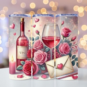 Wein Rosen Liebesbrief png , Valentines Artikel png, Wein Tumbler Wrap, Liebe, 20 Unzen Skinny Tumbler Wrap, Tumbler Wrap für Sublimation, PNG-Datei,