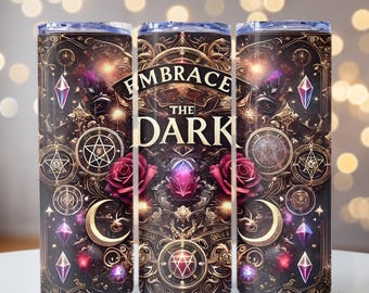 Celestial Gothic Tumbler Wrap, Roses & Celestial Crystals PNG, Glam Gothic, 20oz skinny tumbler wrap, Tumbler wrap for sublimation, PNG File