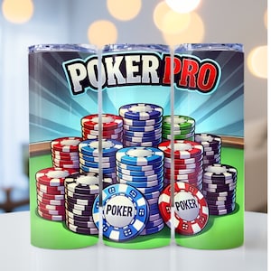 Poker Tumbler Wrap, Poker Chips & Table, Poker Chips Sublimation, Poker Pro, 20oz skinny tumbler wrap, Tumbler wrap for sublimation,PNG File