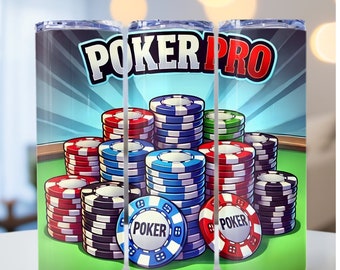 Poker Tumbler Wrap, Poker Chips & Table, Poker Chips Sublimation, Poker Pro, 20oz skinny tumbler wrap, Tumbler wrap for sublimation,PNG File