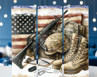 Army Tumbler Wrap, Army Patriotic Sublimation, USA Army Equipment PNG, Armed Forces 20 oz Skinny Tumbler Sublimation Design, PNG File,