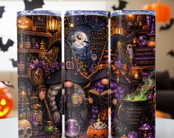 Halloween Witch Gnomes Tumbler Wrap, Apothecary Gnomes PNG png, Witchy Vibes Gnomes png, 20oz Skinny Tumbler Sublimation Design, PNG File