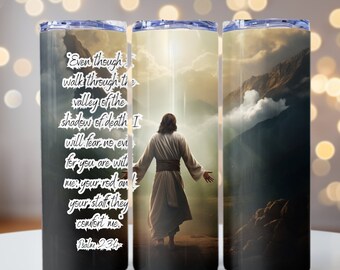 Jesus 'I Will Fear No Evil' 20oz Tumbler Wrap PNG (Digital Download)