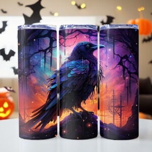 Iridescent Raven PNG, Colorful Raven Tumbler Wrap, 20oz skinny tumbler wrap, Spooky Raven PNG, Tumbler wrap for sublimation, PNG File,