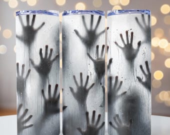 Spooky Hands on Glass Tumbler Wrap, Horror Creatures Hands png, 20oz skinny tumbler wrap, Tumbler wrap for sublimation, PNG File, Horror png