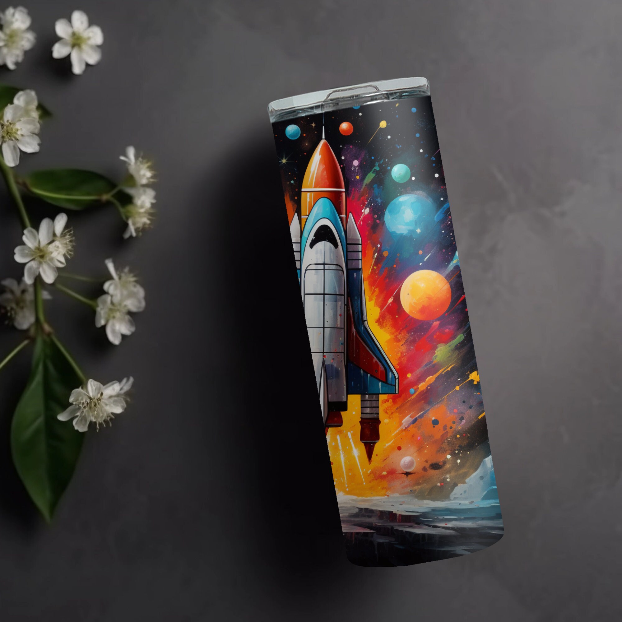 Skinny Rocketship Rocket Ship Blasting Off, Spaceship PNG, Colorful Spaceship, 20oz ...