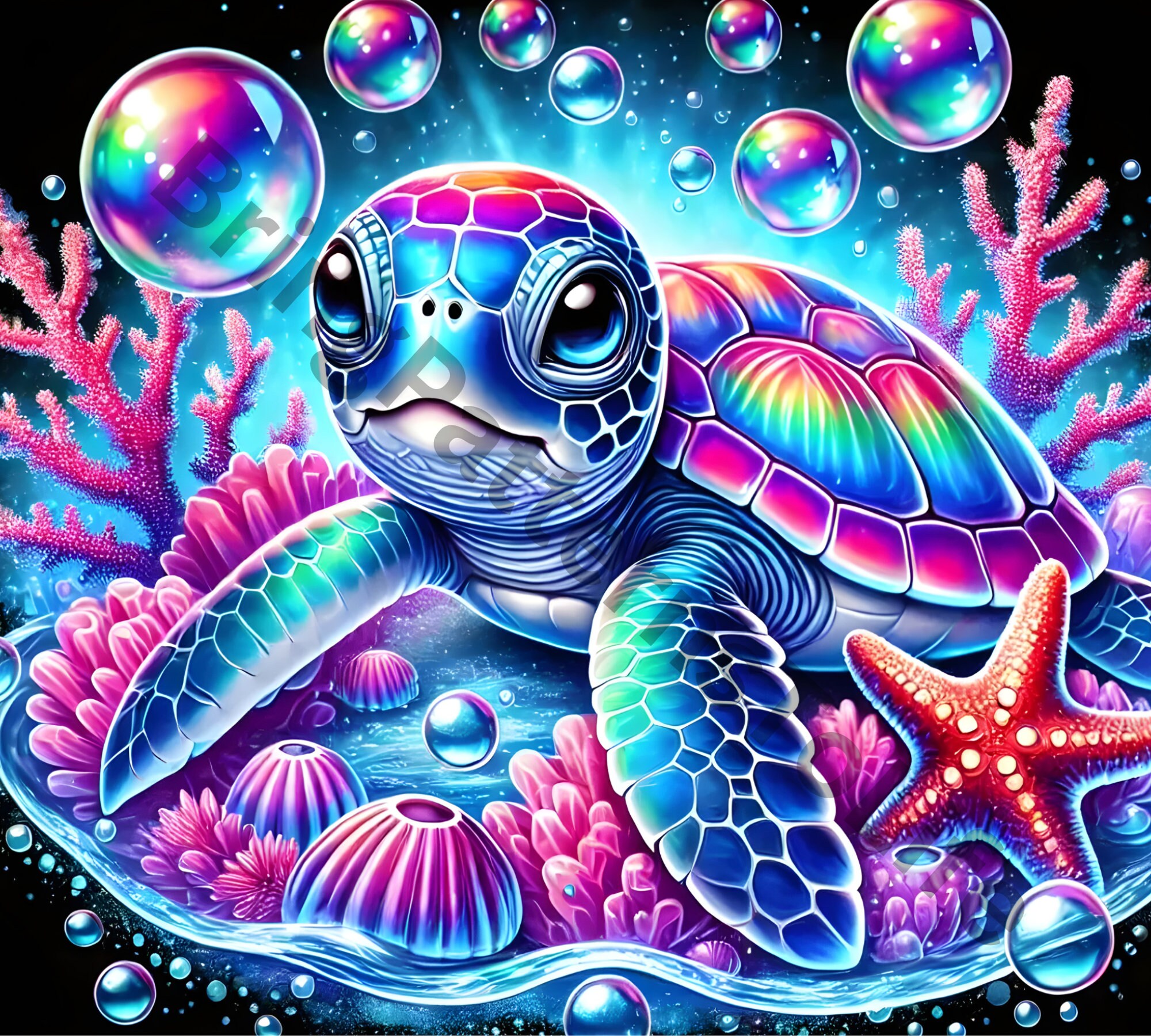 Rainbow Shell Sea Turtle PNG, Colorful Sea Turtle Tumbler Wrap, 20oz ...